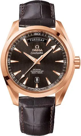 Omega Rose Gold Brown Dial seamaster leather
