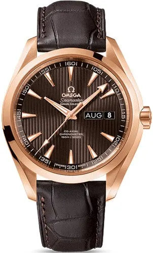 Omega Rose Gold Brown Leather