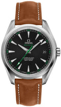 Omega Black Dial Brown Leather