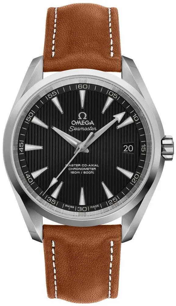 Omega Black Dial Brown Leather seamaster
