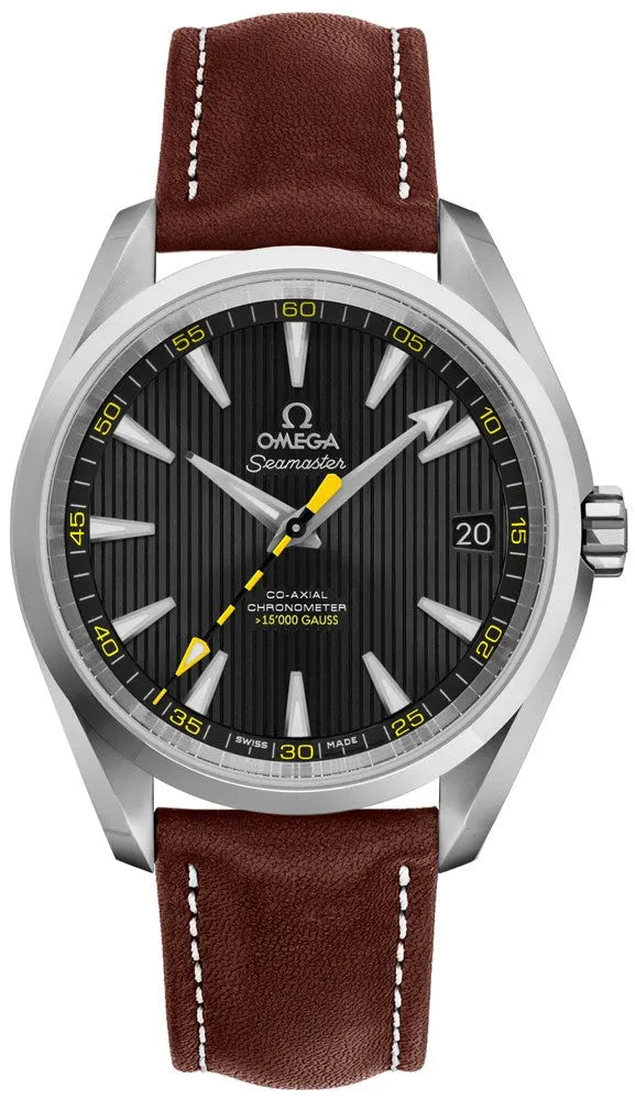 Omega Black Dial Brown Leather seamaster