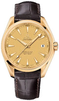 seamaster Omega Gold Dial Leather Watch