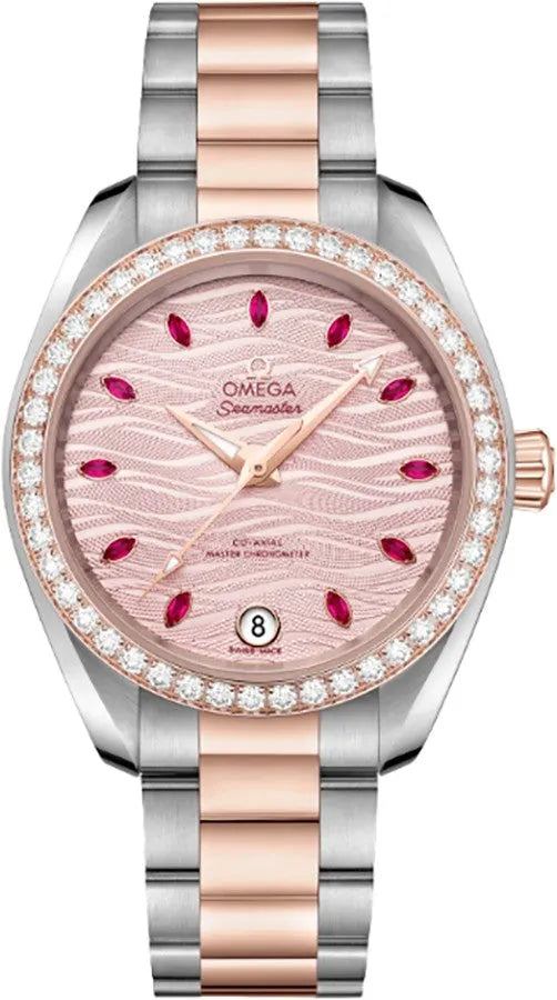 Omega Pink Dial Diamond Bezel
