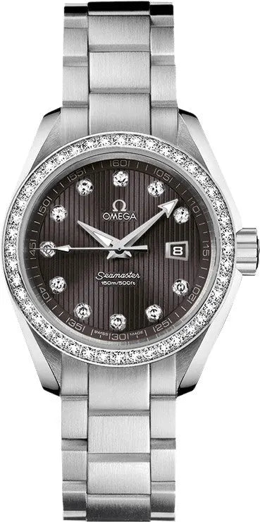 Omega Seamaster Diamond Bezel Grey Dial Steel