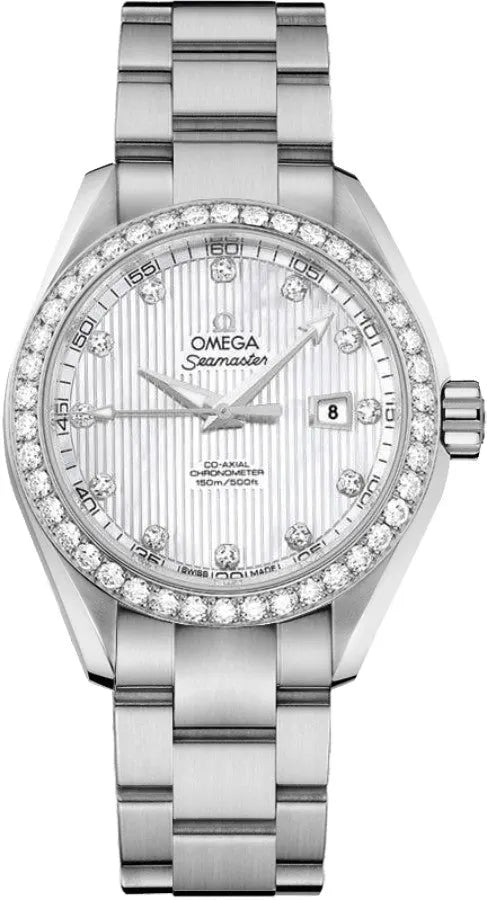 seamaster silver Omega Diamond Bezel Steel
