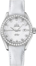 seamaster elegant Omega Diamond Bezel White Leather