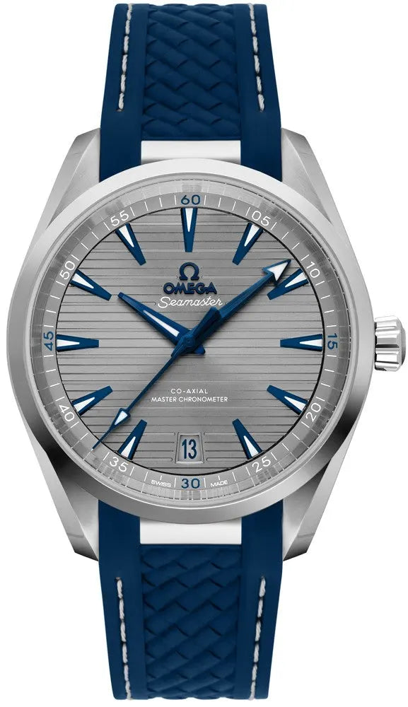 seamaster Omega Grey Dial Blue Rubber