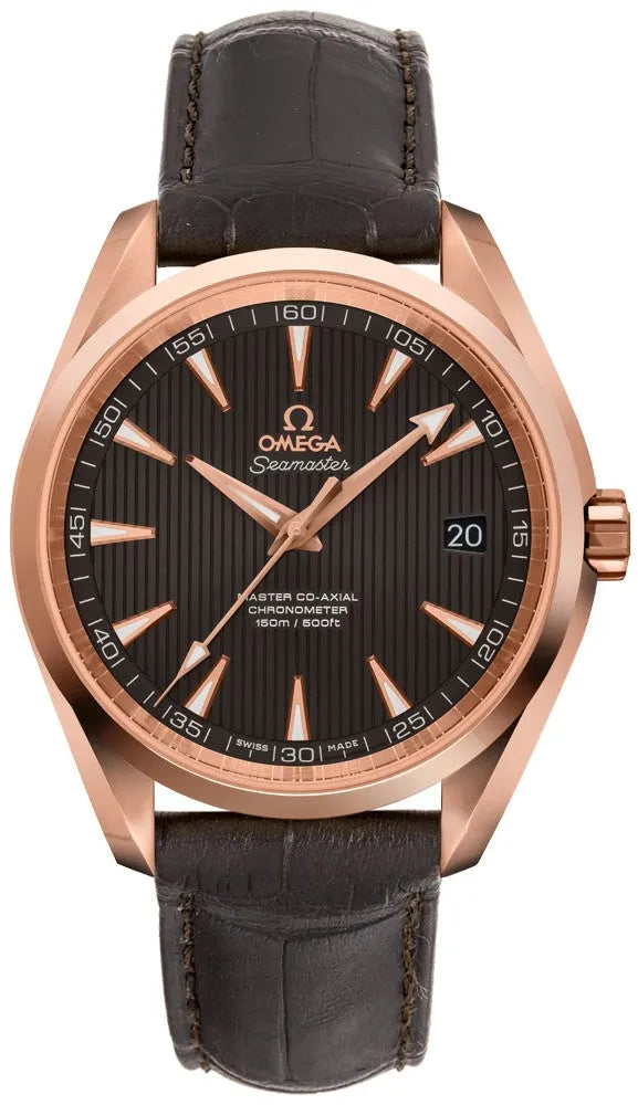seamaster leather Omega Rose Gold Brown Dial