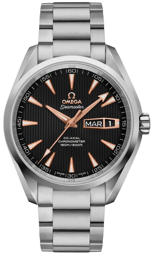 Omega Seamaster Black Dial Rose Gold
