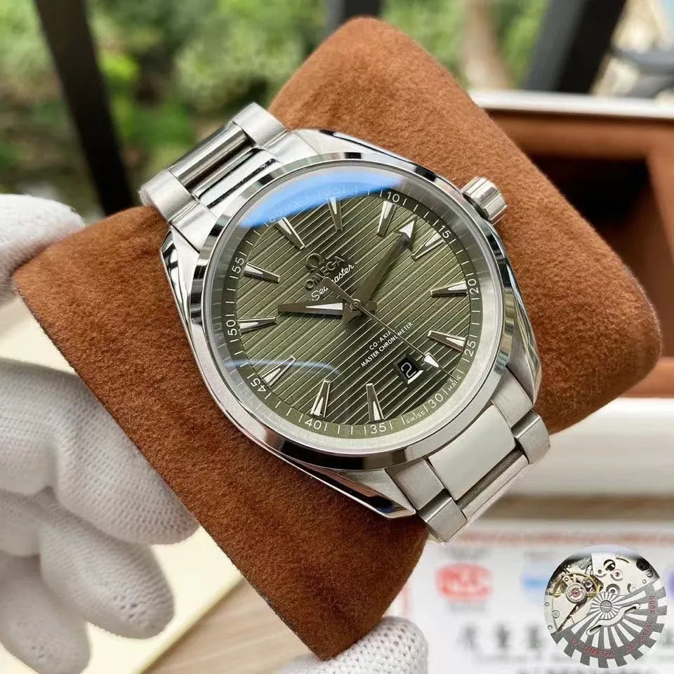 Omega Olive Dial Rubber Strap - Hình 2