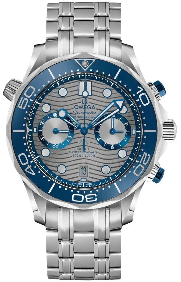 seamaster Omega Grey Wave Blue Bezel