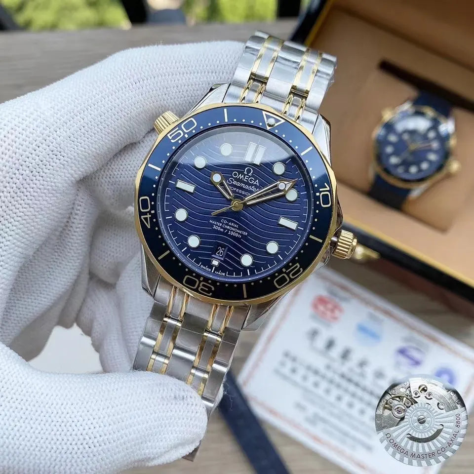 dial Omega Seamaster Blue Two-Tone
