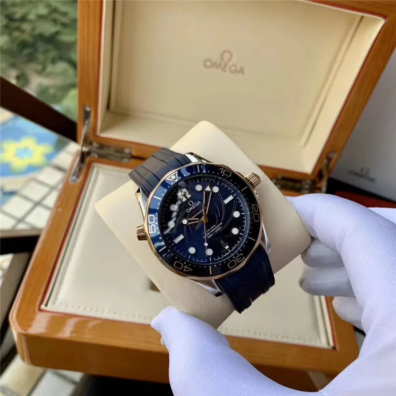 seamaster Omega Blue Rubber Rose Gold