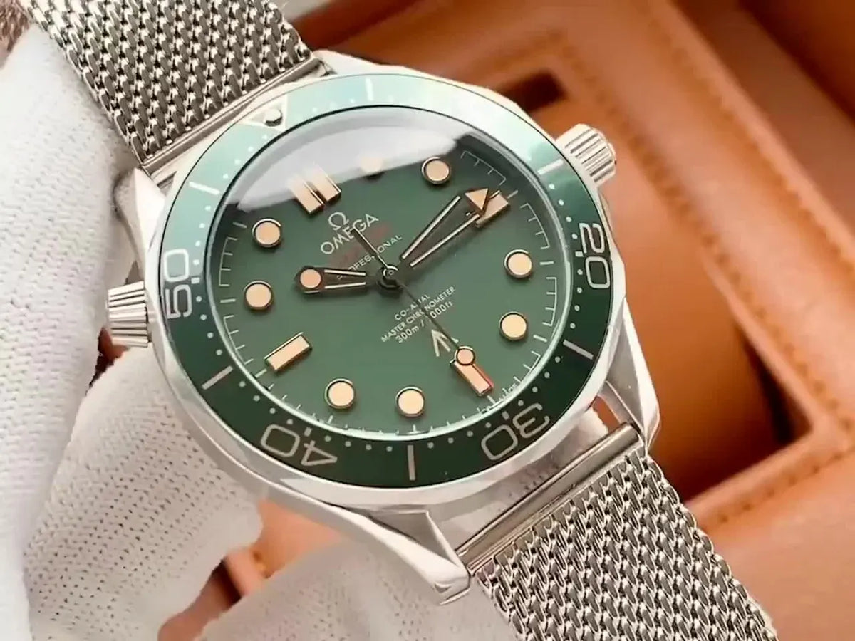 Omega Seamaster Green Dial Mesh