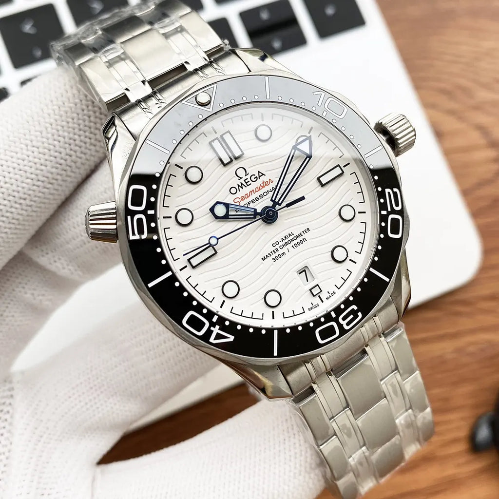 Omega Seamaster White Wave Dial