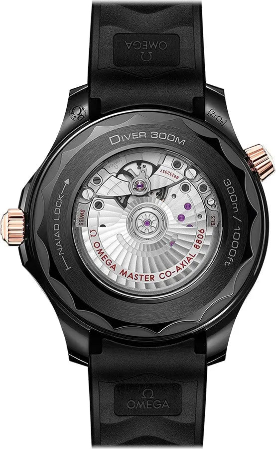 seamaster Omega Black Rubber Rose Gold - Hình 2