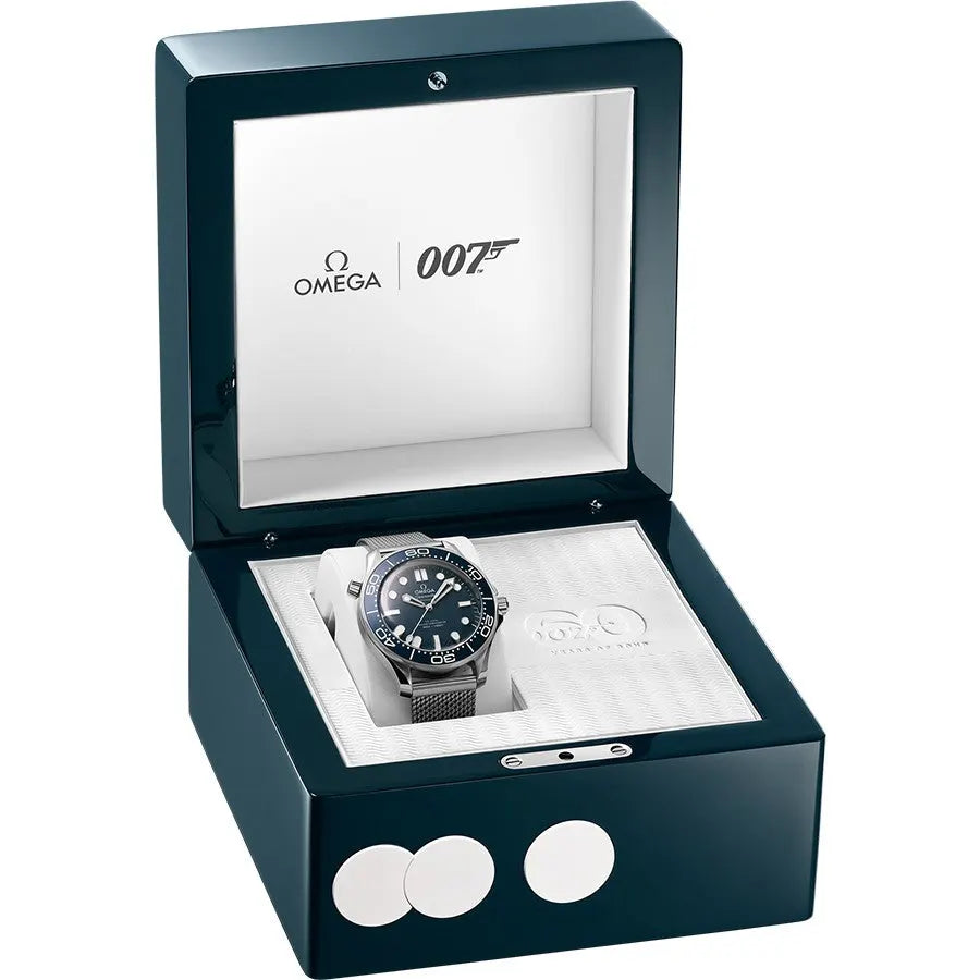 stainless Omega Seamaster Blue Wave Dial - Hình 2