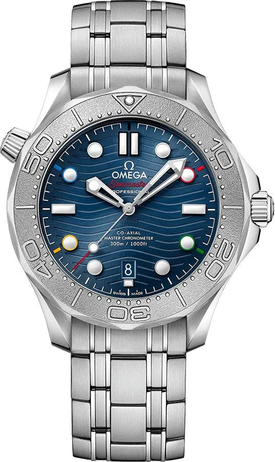 steel Omega Seamaster Blue Wave Dial