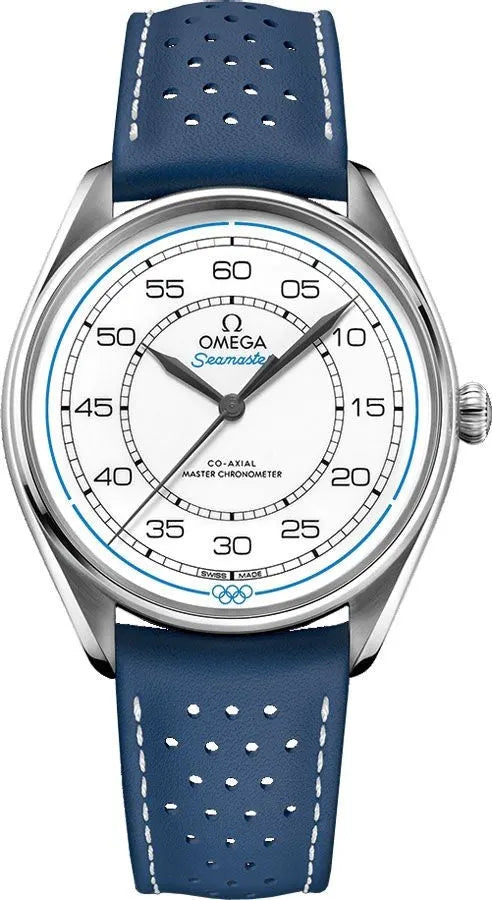 seamaster Omega White Dial Blue Leather
