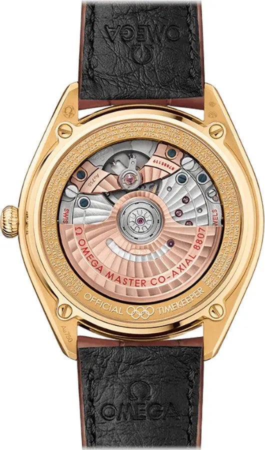Omega Gold Brown Leather Watch - Hình 2