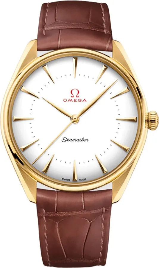 Omega Gold Brown Leather Watch