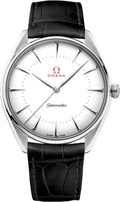 Omega White Dial Black Leather