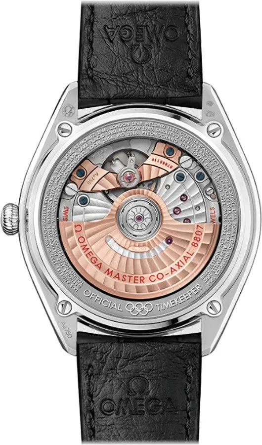 Omega White Dial Black Leather - Hình 2