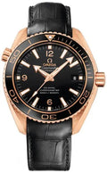 seamaster planet Omega Rose Gold Black Leather