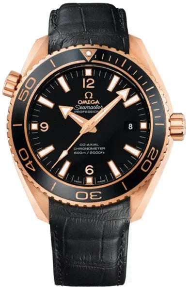seamaster Omega Rose Gold Black Leather