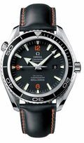 orange Omega Seamaster Black Leather