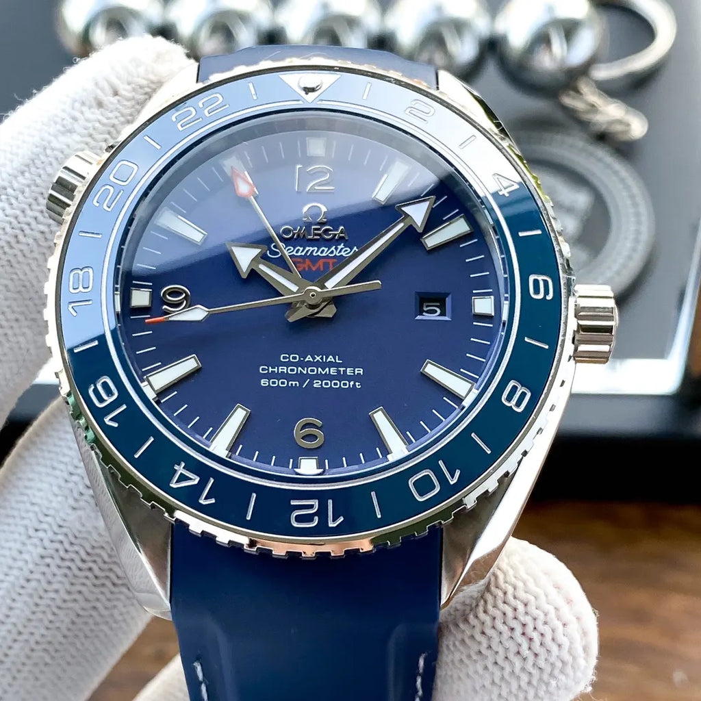 rubber Omega Seamaster GMT Blue Dial - Hình 3