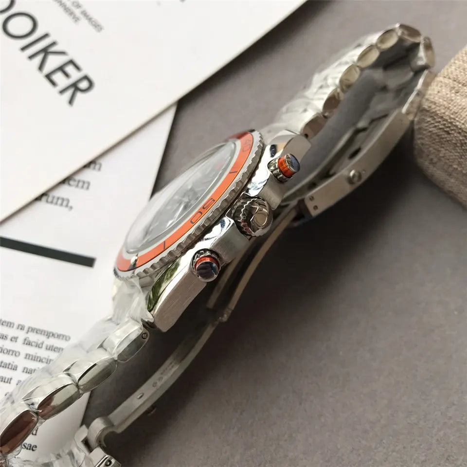 seamaster steel Omega Orange Bezel Chronograph - Hình 2