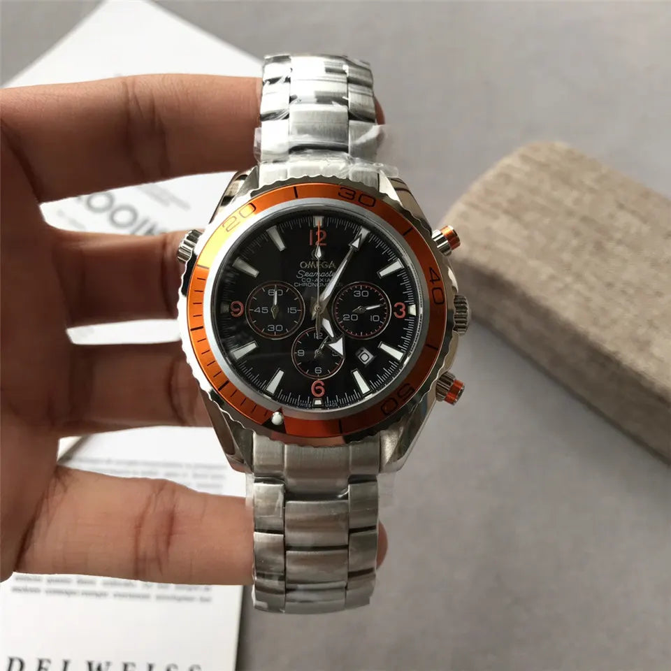 seamaster steel Omega Orange Bezel Chronograph - Hình 4