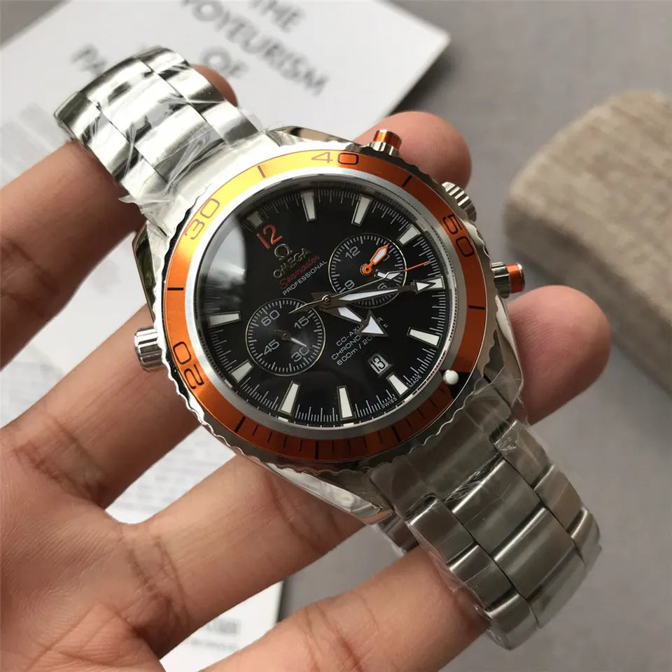 seamaster steel Omega Orange Bezel Chronograph