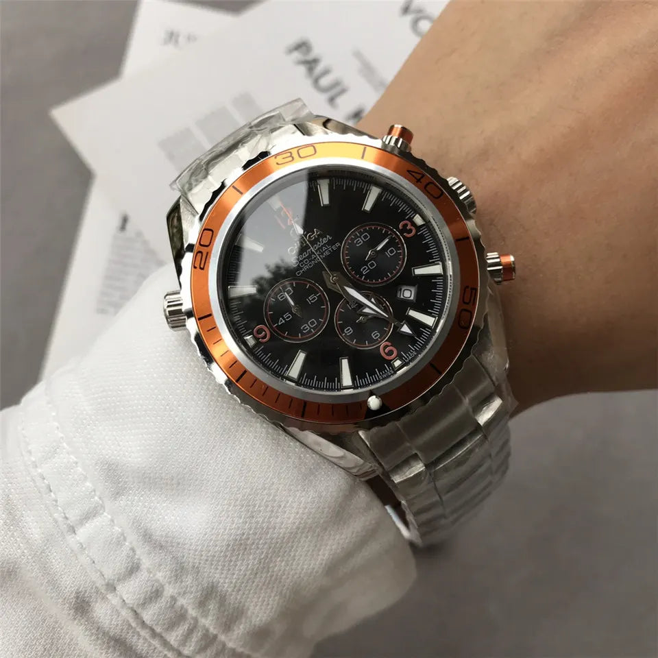 seamaster steel Omega Orange Bezel Chronograph - Hình 8