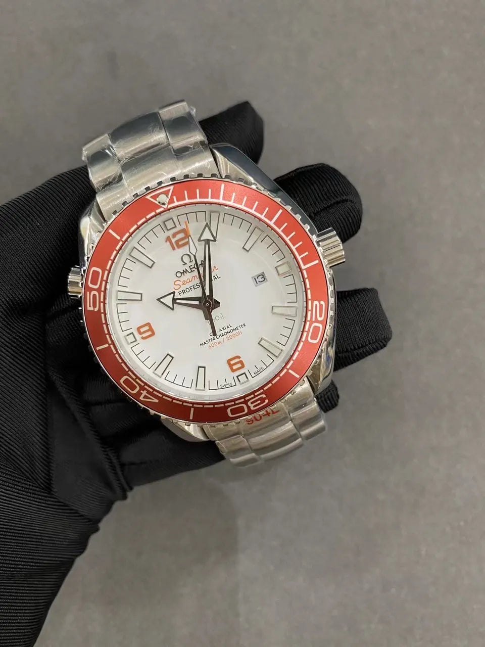 seamaster Omega Orange Bezel Steel - Hình 3