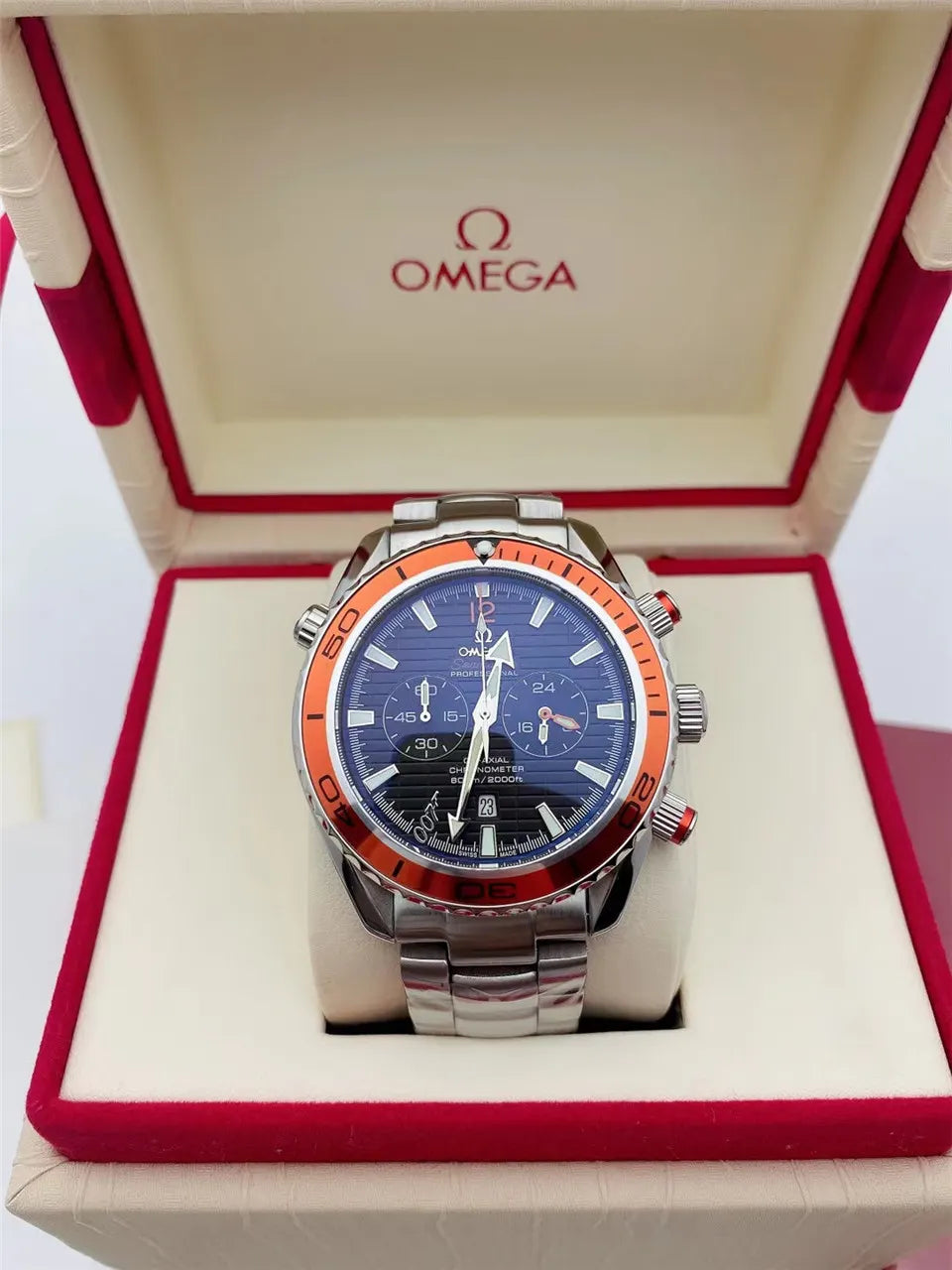 seamaster Omega Orange Bezel Steel - Hình 2