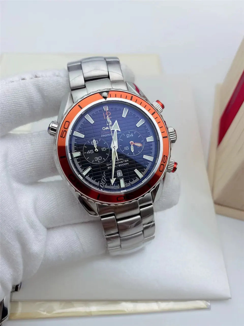 seamaster Omega Orange Bezel Steel - Hình 3