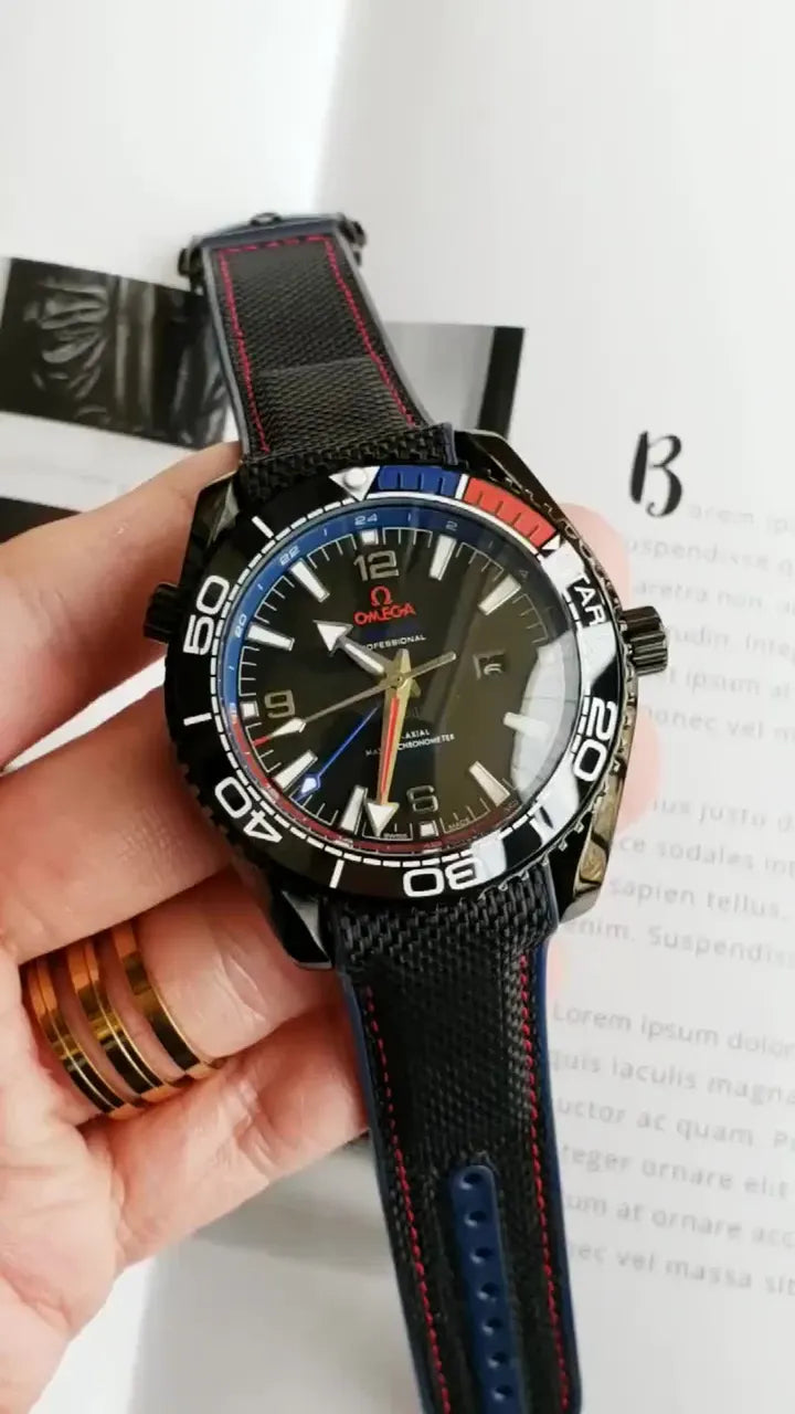 red Omega Seamaster Black Rubber