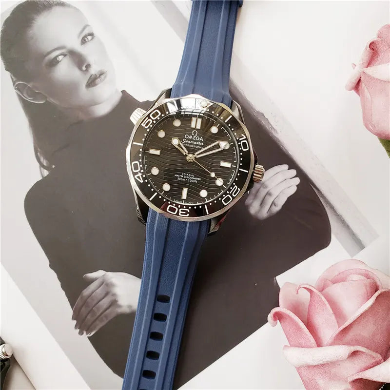 Omega Blue Rubber Watch