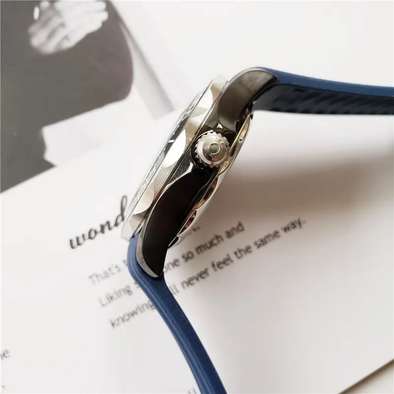 Omega Blue Rubber Watch - Hình 3