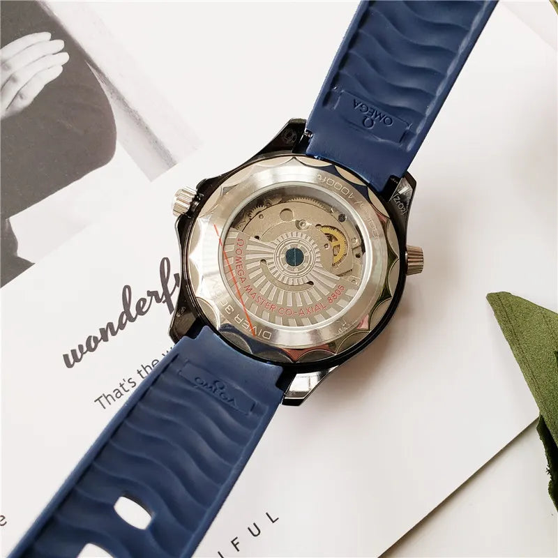 Omega Blue Rubber Watch - Hình 2