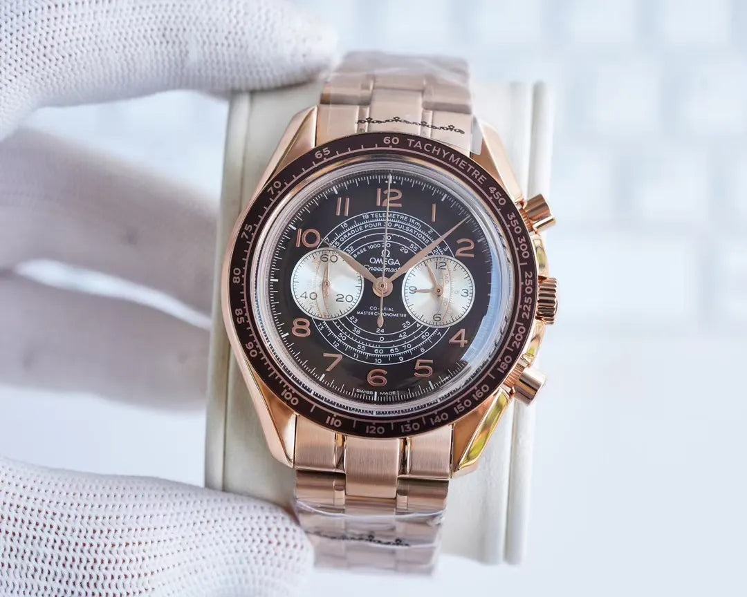 Omega Rose Gold Brown Dial