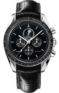 speedmaster Omega Moonphase Black Leather