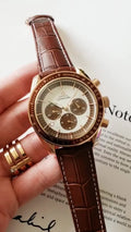 Omega Gold Brown Leather Chronograph