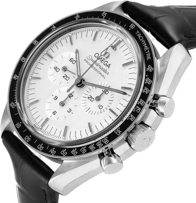 Omega Silver Black Leather