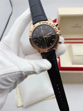 Omega Rose Gold Black Leather
