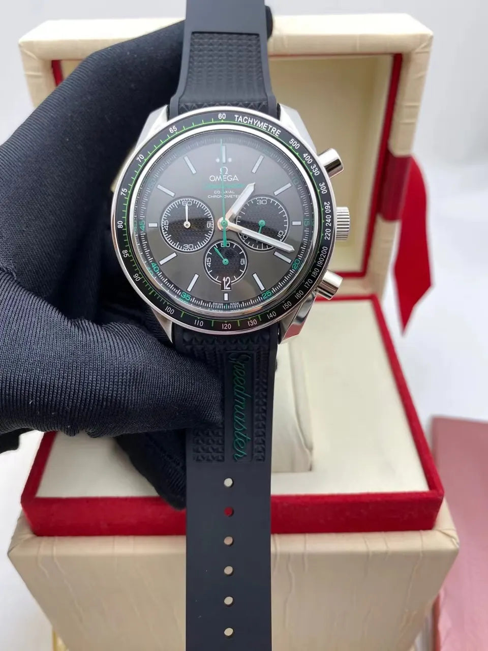 Omega Grey Dial Rubber Watch