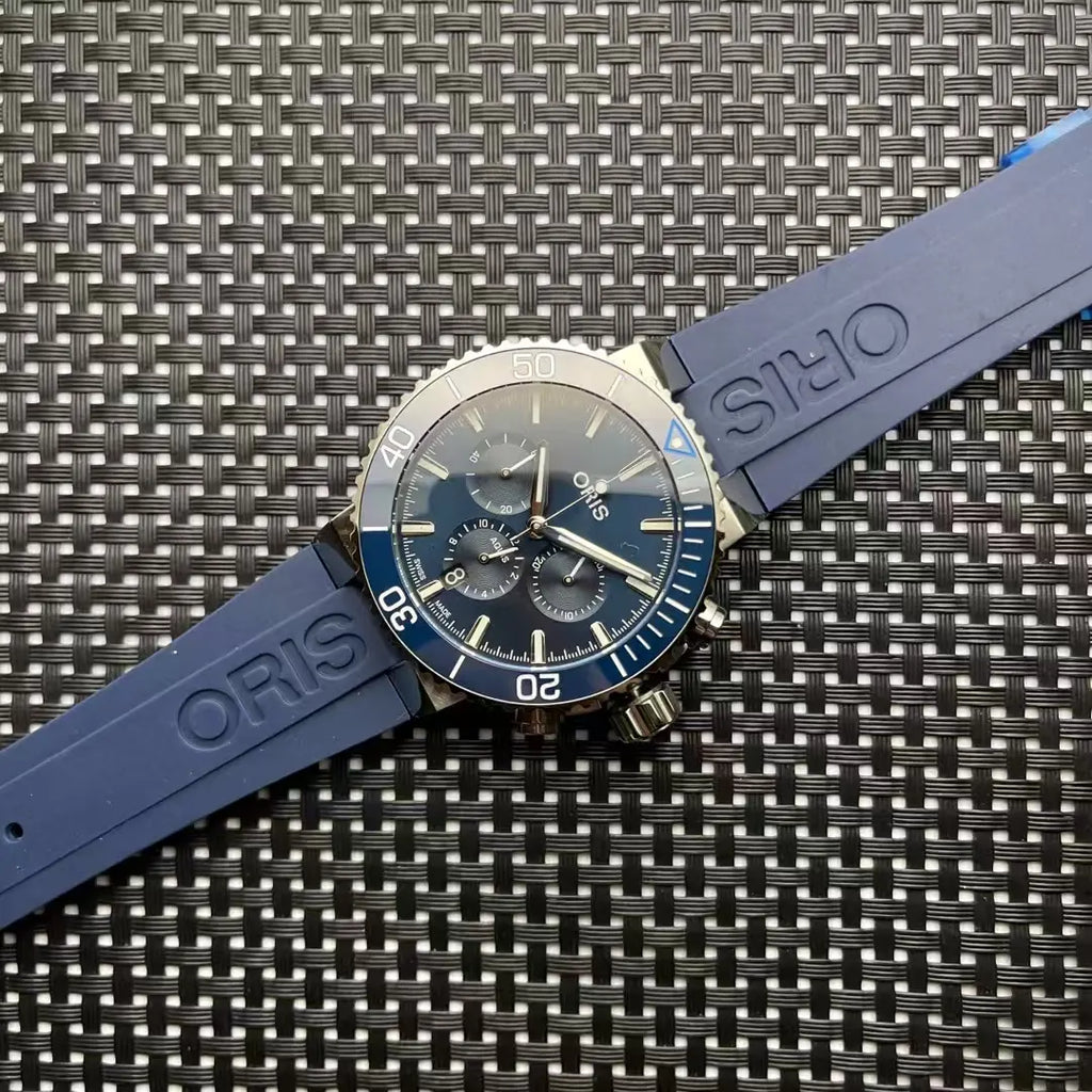 rubber Oris Aquis Chronograph Blue - Hình 4