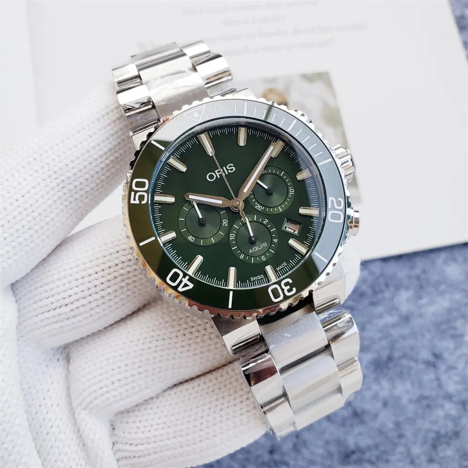 Oris Aquis Green Chronograph dial - Hình 4